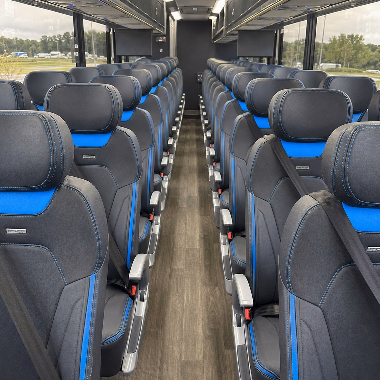 56 passenger charter bus inside